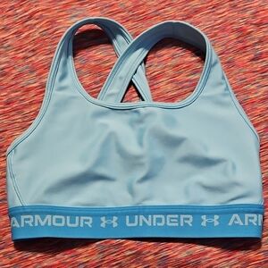 Under Armour Light Blue Crossback Cimpression Sports Bra with Branded Band